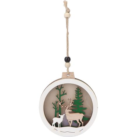 Lot de décorations murales en bois clair, guirlandes lumineuses chaleureuses de Noël pour fêtes, ornements suspendus mignons - Type B (1/5)