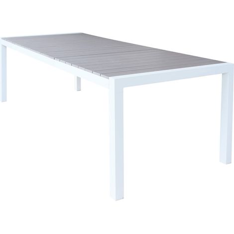 Ausziehtisch "Waikiki" aus Aluminium und Polywood-Teleskopdaube 160-240x100 cm für Garten und Veranda -Weiß (1/5)