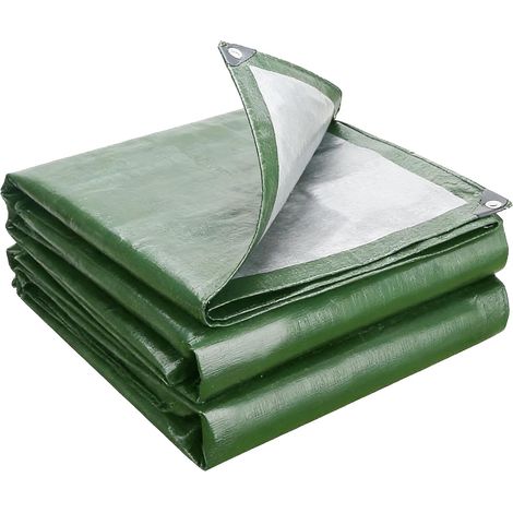 Bâche tissée 2 x 4 m, Verte, imperméable, avec œillets, Pliable et résistante aux intempéries, idéale pour protéger Vos Plantes sur Une terrasse, Un Balcon ou Une tonnelle. (1/5)