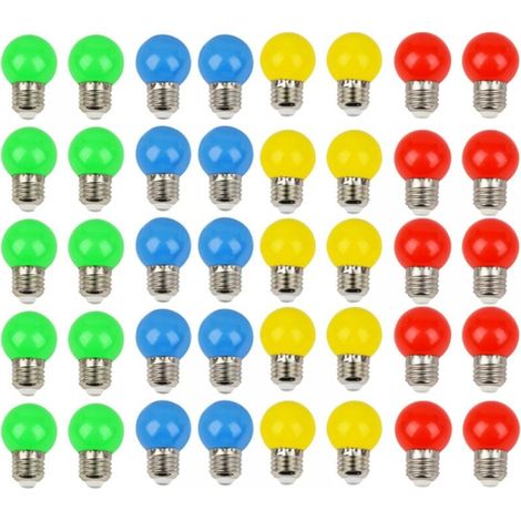 Ampoule LED couleur, E27, 3 W, lumière décorative de couleurs mélangées, 40 pièces (1/4)