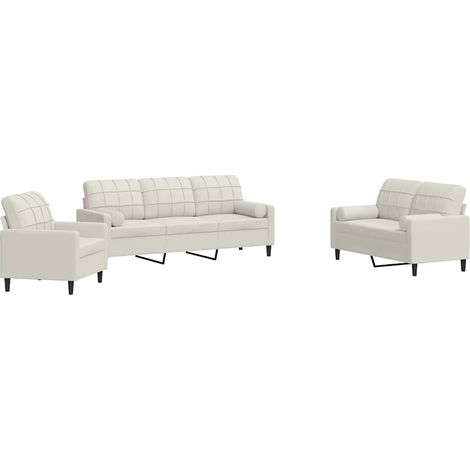 Maison Exclusive - Set di Divani 3 pz con Cuscini e Rinforzi Crema in Velluto