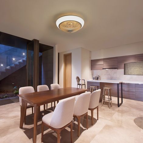 Ventilatore da soffitto con luce led rgb 38 cm e controllo app - ventilatore silenzioso con telecomando e timer per camera da letto soggiorno soffitti bassi - bianco (1/5)
