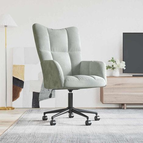 Relaxing Chair with Wheels Light Grey Velvet vidaXL (1/5)