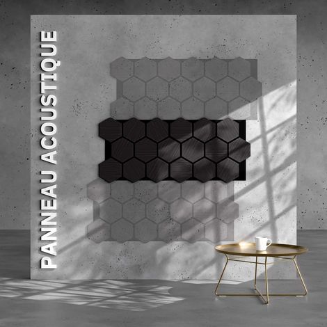 Lot de 2 Panneaux Hexagonaux H. 76 cm L. 62 cm - Chêne Noir Feutre Noir (1/4)