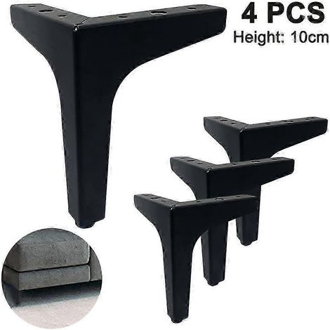 Ensemble de 4 pieds de canapé en métal, pièces de rechange modernes pour meubles à monter soi-même, pieds triangulaires robustes, compatibles avec les coiffeuses et les tables basses, 10 cm. (1/5)