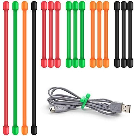 Twist Ties 16 Pack Silicone Cable Ties Multipurpose Reusable Rubber Cord Organizer for Cable Management (3 inch, 6 inch) (1/5)