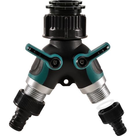 Distributeur d eau 2 voies avec robinets d arrêt Répartiteur de tuyau en Y Répartiteur de raccordement d eau pour machine à laver (1/3)