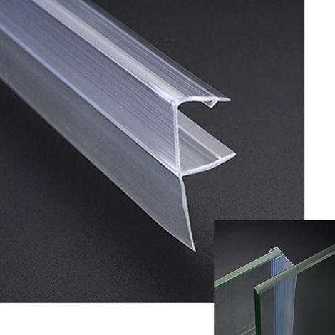 Joint d'étanchéité inférieur de porte de douche sans cadre, type F, avec gouttière anti-gouttes, pour verre de 8 mm (5/16 po), longueur 2200 mm (86,6 po) (1/5)