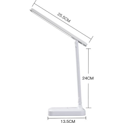 Lampe de table pliante LED rechargeable par USB, lampe de bureau tactile avec protection des yeux, idéale pour la chambre, le bureau ou la salle d'étude, blanc ivoire (rechargeable). (1/5)