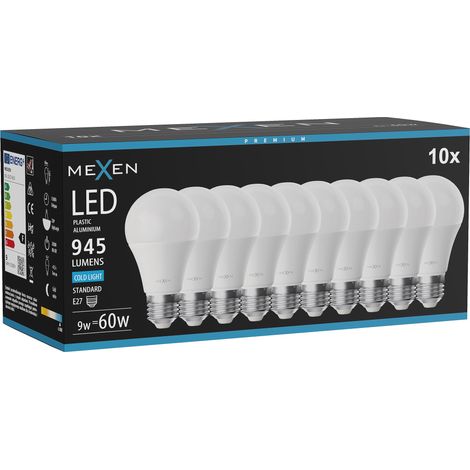 Mexen Nova 10x LED-Glühbirne E27, A60, 9W, Kaltweiß - 6500K, 945 lm - L100-E27-0965-01x10 (1/5)