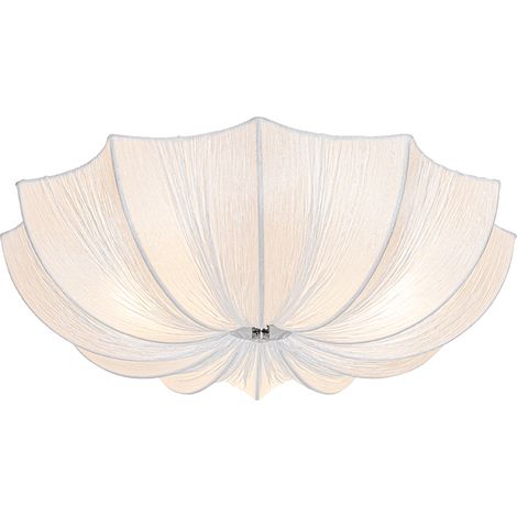 Qazqa – Plafonnier blanc en soie 52 cm – 3 lumières E27 – Compatible variateur – Éclairage intérieur pour salon, chambre, cuisine, salle à manger