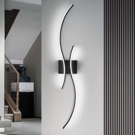 GOECO Applique murale d'intérieur, applique murale LED moderne 27W, luminaire mural au Design élégant pour chambre à coucher, couloir, blanc froid 6500K (1/4)