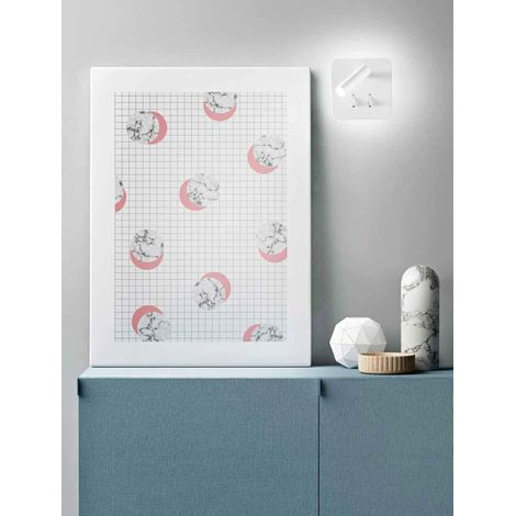 Applique Murale En Métal Blanc, Led 9W (6W+3W) Orientable, Lumière Chaude 3000K, Design Moderne Pour Intérieur, Série 6704 B Lc - Perenz France