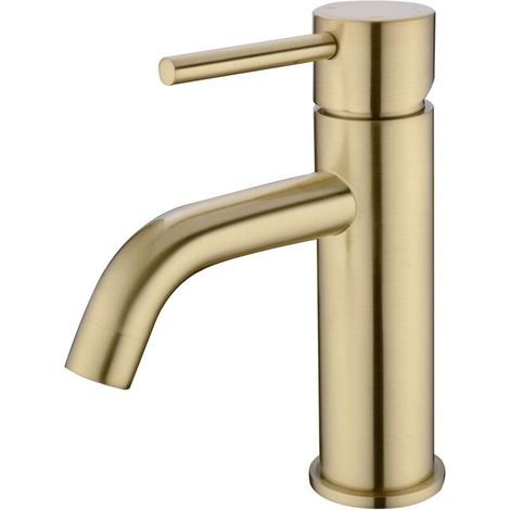 Bathroom Basin Mixer Tap, Low Noise Ceramic Drawer Basin Mixer Tap with Hot/Cold Water Connection, Gold (1/4)