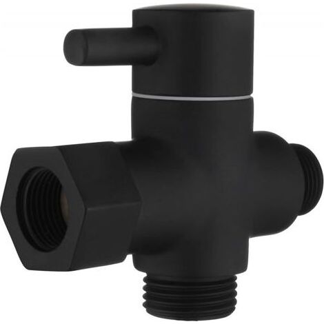 Vanne d'arrêt en laiton de inverseur à 3 voies, adaptateur 3/8-12/17 pour conduite d'eau de toilette, noir (1/5)