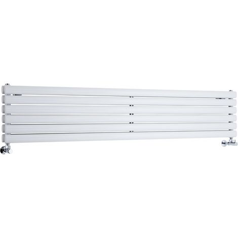 Milano Aruba White Horizontal Double Oval Panel Radiator - 354mm x 1780mm