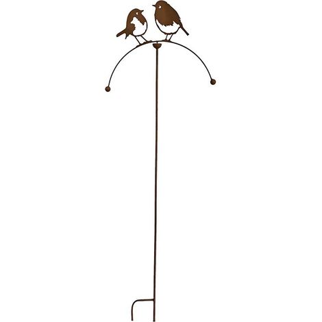 Tuteur tige mobile motif oiseaux rouille 40x4x100cm (1/2)