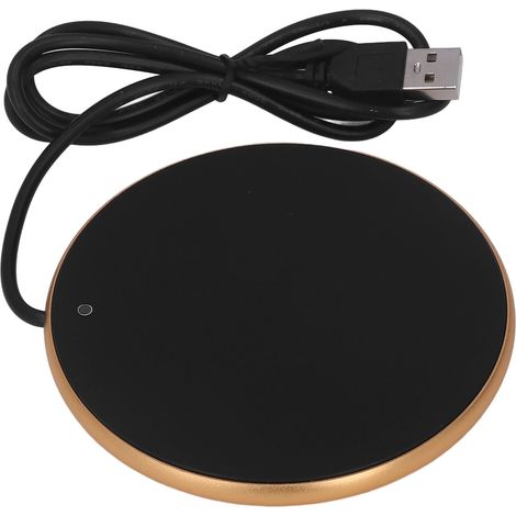 Chauffe-tasse USB portable 55°C, maintien de température, design élégant pour bureau, maison et déplacements, couleur dorée (1/5)