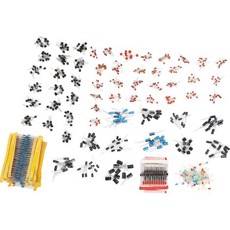 Kit de 1400 composants électroniques pour Arduino et Raspberry Pi : résistances, condensateurs, transistors, diodes LED pour projets DIY et électronique (1/5)