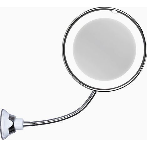 Miroir Coiffeuse grossissant avec lumière LED Rotatif à 360° Miroir Mural avec Bras Flexible et Ventouse puissante Miroir Salle de Bain (1/4)
