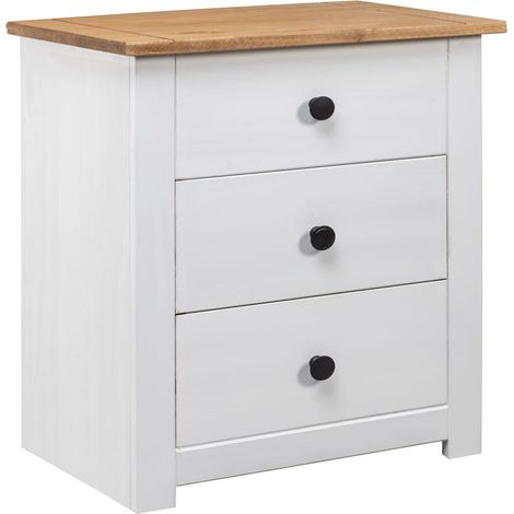 vidaXL Comodino Bianco 46x40x57 cm in Legno di Pino Panama Range (1/5)