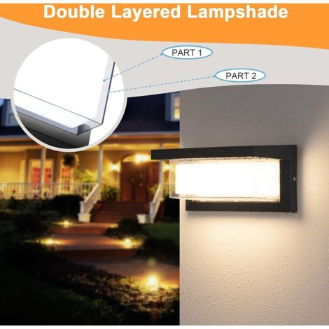 Applique murale LED 18W 3000K, style moderne, pour extérieur, 1800LM blanc chaud, résistante à la rouille, fixation murale, étanche IP65, idéale pour garage, couloir, jardin (lot de 2).