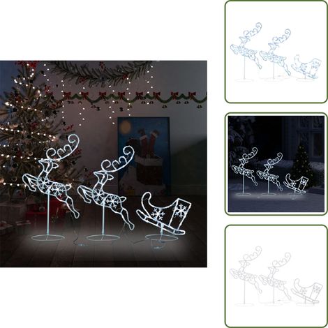Weihnachtsdeko LED Rentiere & Schlitten Acryl 260x21x87 cm - Weihnachtsdeko - LED Beleuchtung - Rentier Deko - Winter Dekoration - Outdoor Dekoration (1/5)