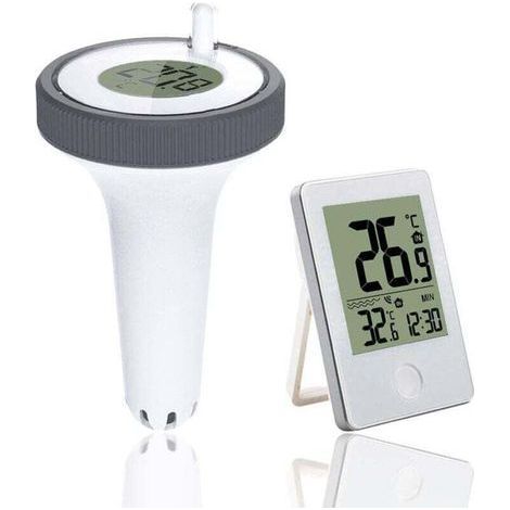 Piscine Thermomètre Flottant Jauge,Thermomètre Intérieur et Extérieur Flottant sans Fil,Thermomètre de Piscine Numérique avec écran LCD (1/4)
