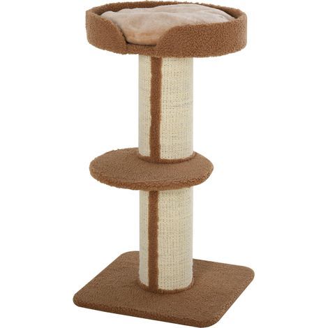 Katzenbaum mit Kratzzentrum, 2 Plattformen, hellbraunes Kissen (1/5)