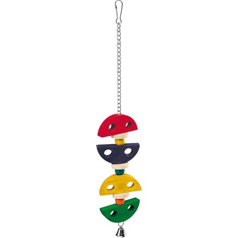 Ferplast Gioco PA 4095 Gioco pendente in legno colorato per pappagalli e cacatua . Variante PA 4095 - Misure: 7.2 x 1.5 x h 43 cm - Colori misti