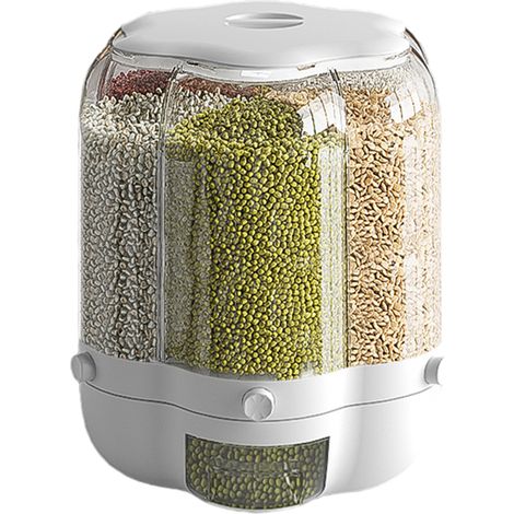 Boîte de Rangement Alimentaire 9L avec 6 Cases Rotatives - Récipient Hermétique pour Riz et Grains - Grande Capacité pour Cuisine (1/5)