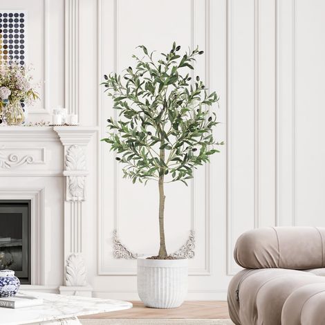 Dripex Olivier Artificiel 120 cm Grande Plantes Artificielles Interieur Fausse Plante Verte Décoration pour Intérieur Extérieur Maison Chambre Salon Balcon Cour Jardin  (Modèle 2)
