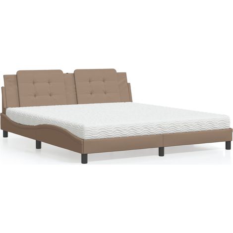 Cama con colchón Zadar cuero sintético capuchino 180x200 cm vidaXL (1/5)