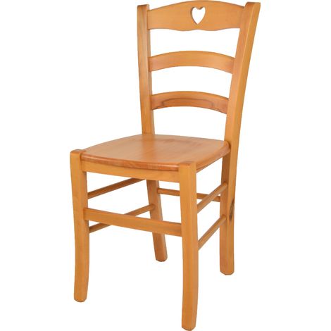 Tommychairs - Sedia modello Cuore per cucina bar e sala da pranzo, robusta struttura in legno di faggio color miele e seduta in legno