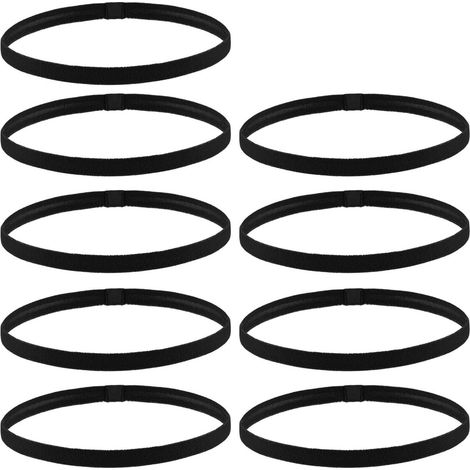 Bandeaux de sport élastiques - Lot de 9 bandeaux épais antidérapants pour l'entraînement, le yoga, le football et plus encore (noir) - pour femmes et hommes (1/5)
