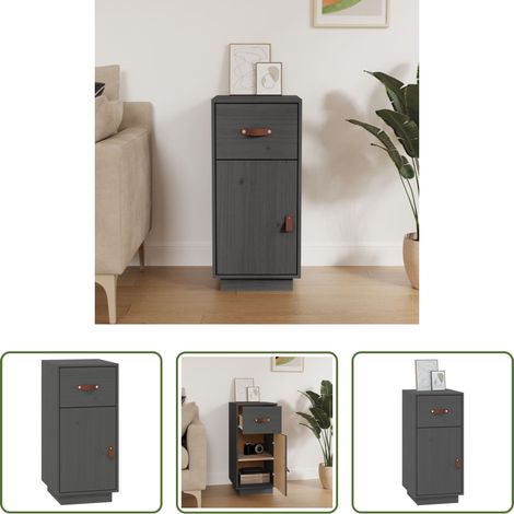vidaXL Kieferholz - Sideboard Grau 34x40x75 cm Massivholz Kiefer (1/5)