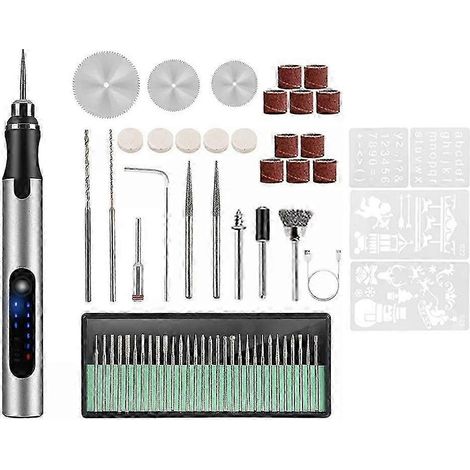 Wiederaufladbarer USB-Gravierstift mit 58 Bits, DIY-Gravierwerkzeug-Set zum Gravieren von Holz, Schmuck, Glas, Metall und Kunststoff – JXLGV (1/5)