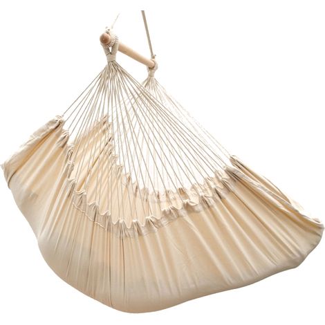 XXL Chaise Suspendue avec Compartiment Latéral et Coussin - Hamac 220x120 cm