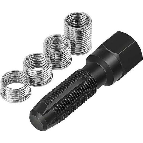 Kit de Reparation Filetage de Bougies d'allumage.5pcs Jeu de Réparation de Filetage M14 x 1.25 pour Réparer Le Filetage de 14 mm Bougie d'Allumage avec 4 Inserts