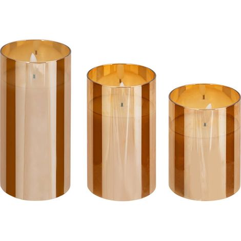 Set de 3 velas LED de cristal ámbar Sena D75cm - Atmosphera créateur d'intérieur