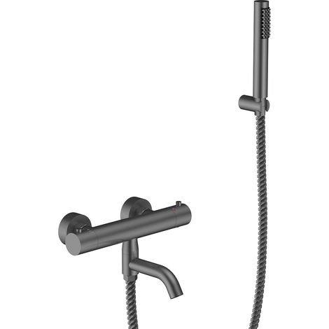 Grifo mural para bañera VEO de grafito con termostato Besco. (1/2)