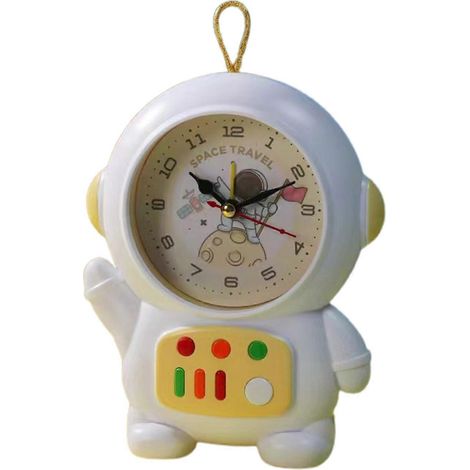 Réveil LED sur le thème des astronautes, joli réveil de bureau avec veilleuse, fonctionne sur piles, jaune, idéal pour la décoration intérieure. (1/5)