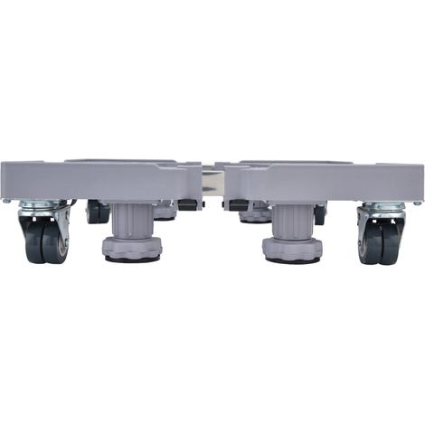 Support surélevé pour machine à laver, pieds réglables avec roulettes pivotantes et freins, kit de 8 pièces (4 pieds fixes + 4 doubles roues pivotantes freinées), tube épais 25 mm, livré avec liquide, (1/5)
