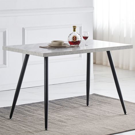 AINPECCA Dining Table White Marbled Effect Dining Room Table MDF top Kitchen Dinner Desk with Metal legs Breakfast Dinner Table Home Office Furniture (4-6 Pers 150cm Length)