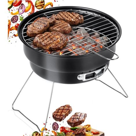 Zusammenklappbarer, tragbarer Holzkohlegrill für Garten, Urlaub, Picknick, klein, 28 cm (1/5)