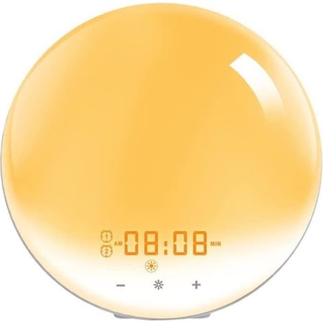 Réveil lumineux avec simulation de lever du soleil-coucher du soleil - Double alarme et fonction snooze - 20 niveaux de lumin[q246] (1/4)