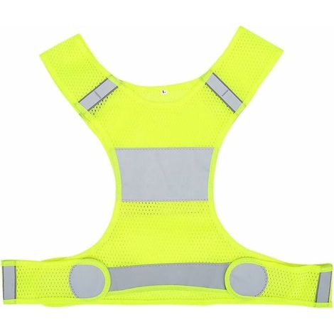 Gilet de Course Réfléchissant, Jaune Fluorescent Taille Réglable Gilet Réfléchissant Haute Visibilité Gilet de Sécurité de Course de Nuit avec Poches (1/4)