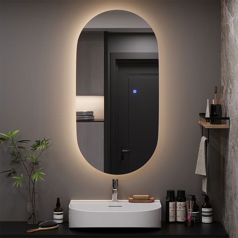 Specchio bagno Miral, Vetro, 50 x 100 cm con retroilluminazione, Vicco
