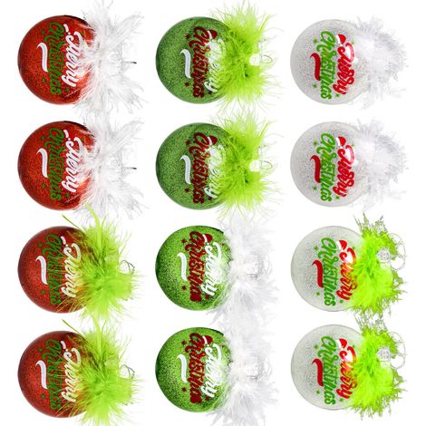 Decorazioni natalizie in plastica per albero di Natale, a forma di sfera piatta