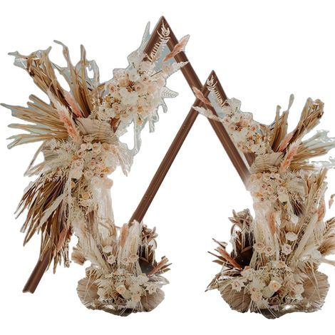 Soporte para arco de boda, diseño de madera, fácil de montar, marrón, XXL (1/2)